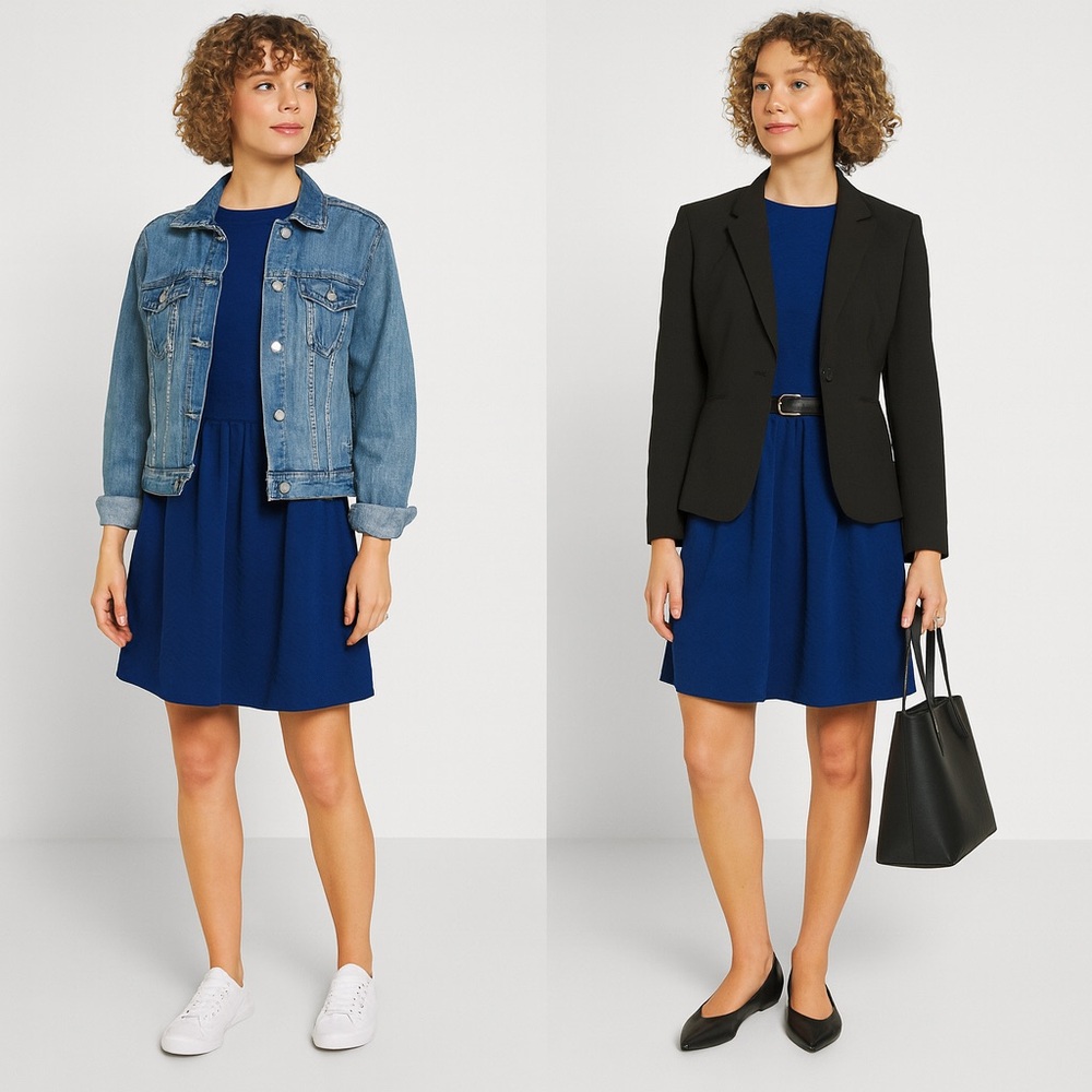 Loveappella | NWT Medium Blue Quilted Aline dress